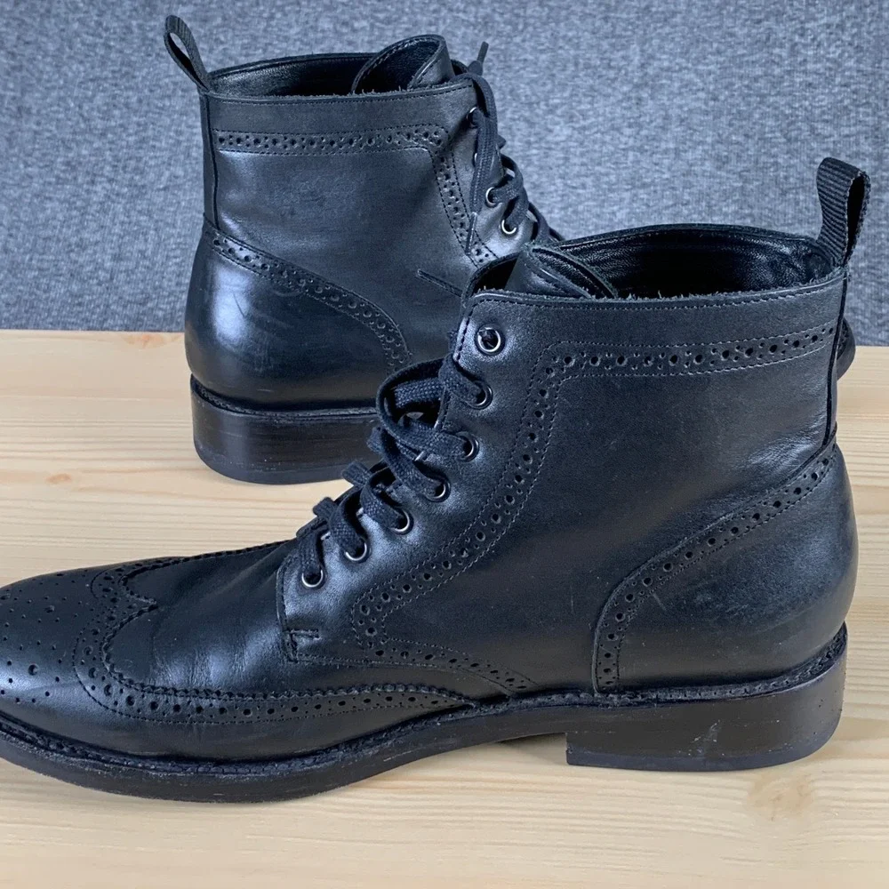 Thursday Boot Co Wingtip Boots Men US 13 Black Lace Up High Brogue